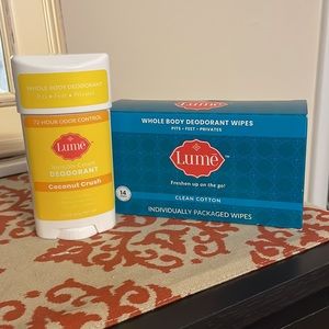Lumē Deodorant Bundle: invisible cream stick and whole body deodorant wipes
